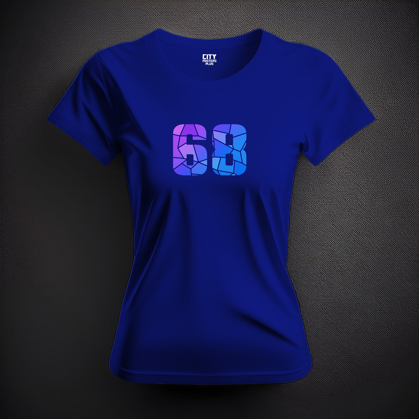 City Posters Plus 68 Number Women T-Shirt (Royal Blue) | Stylish Numeric Graphic Tee