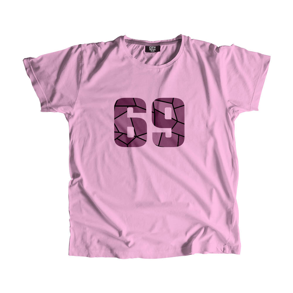 69 Number Men Unisex T-Shirt (Light Pink)| Classic Numeric Graphic Tee