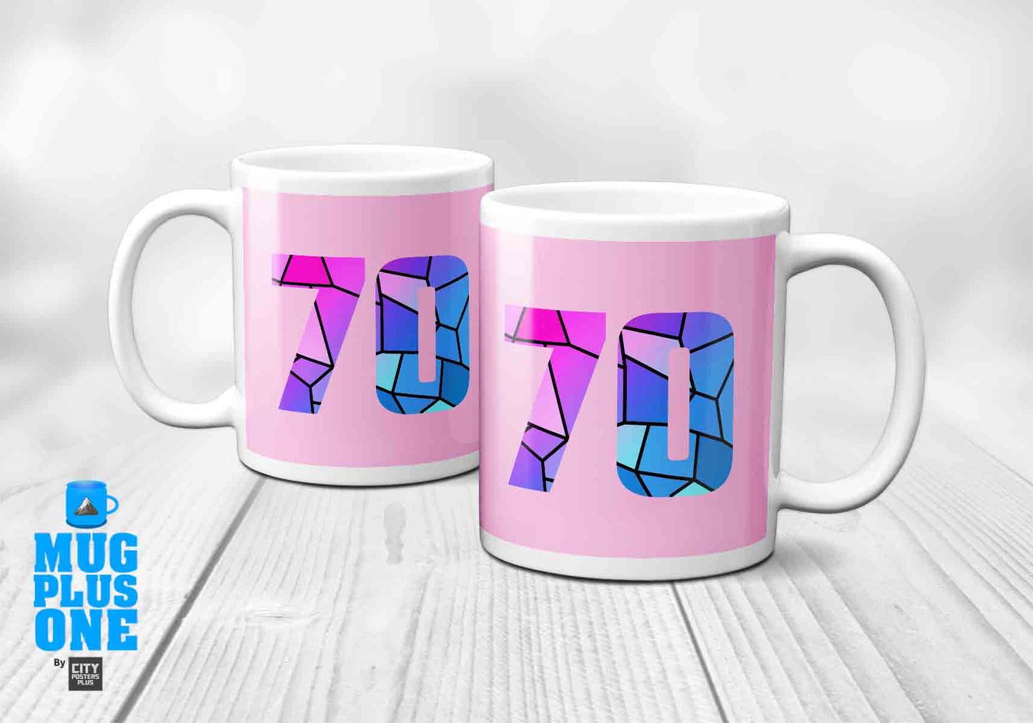 70 Number Mug (Light Pink)