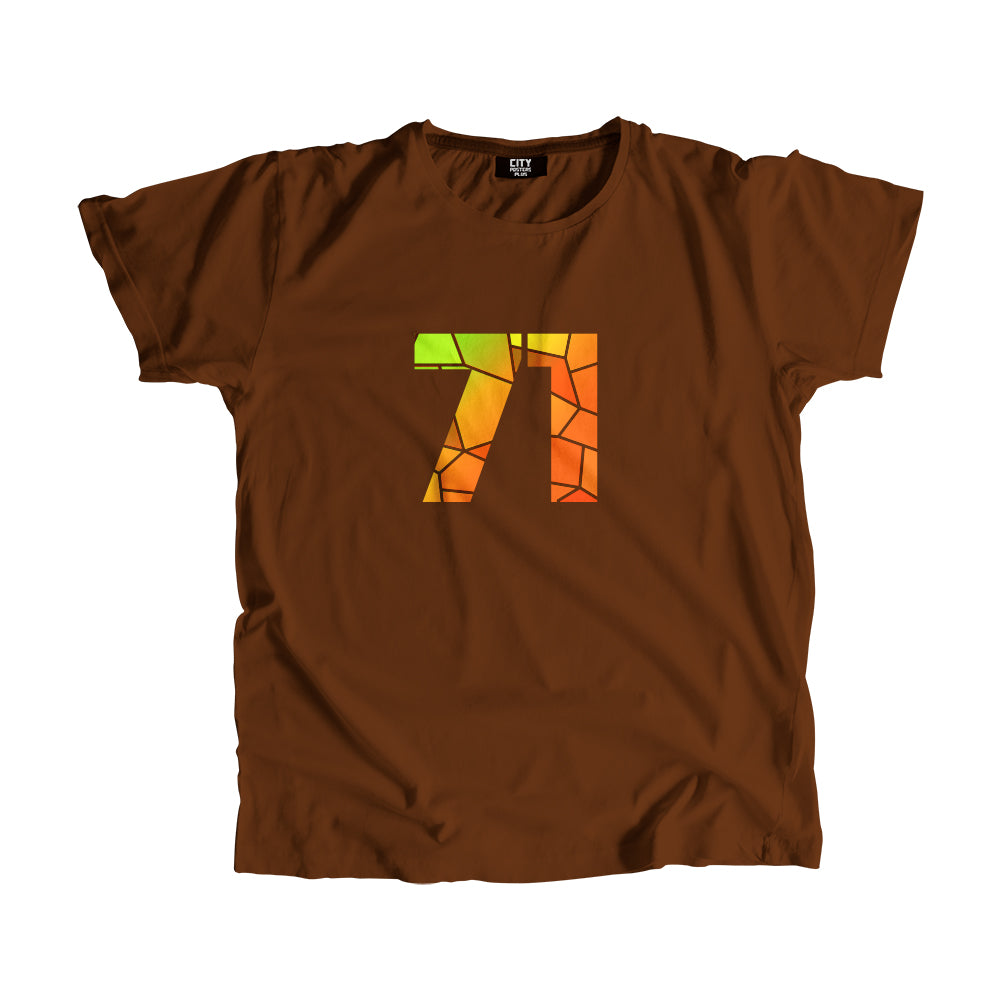 71 Number Men Unisex T-Shirt (Brown)| Classic Numeric Graphic Tee