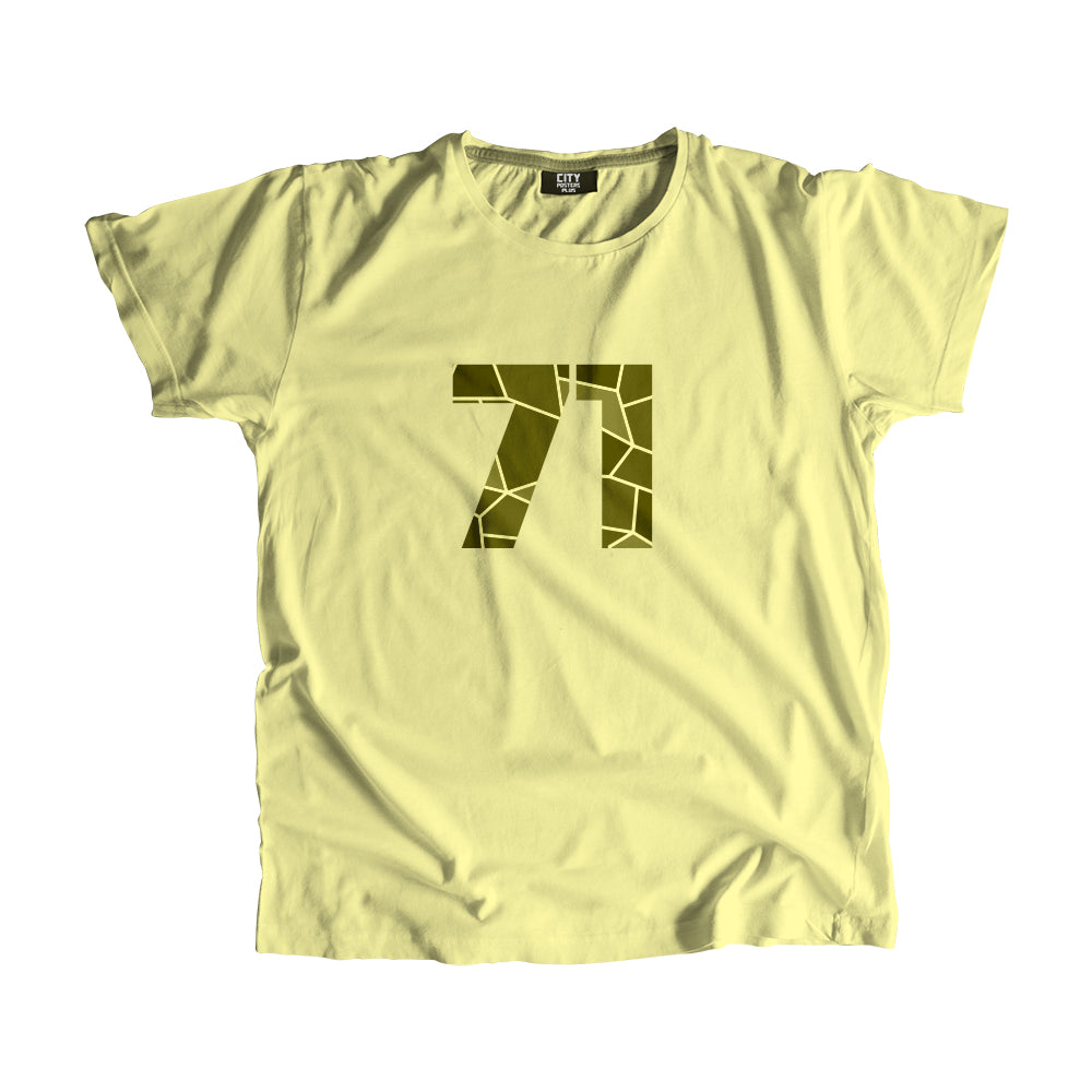71 Number Men Unisex T-Shirt (Butter Yellow)| Classic Numeric Graphic Tee