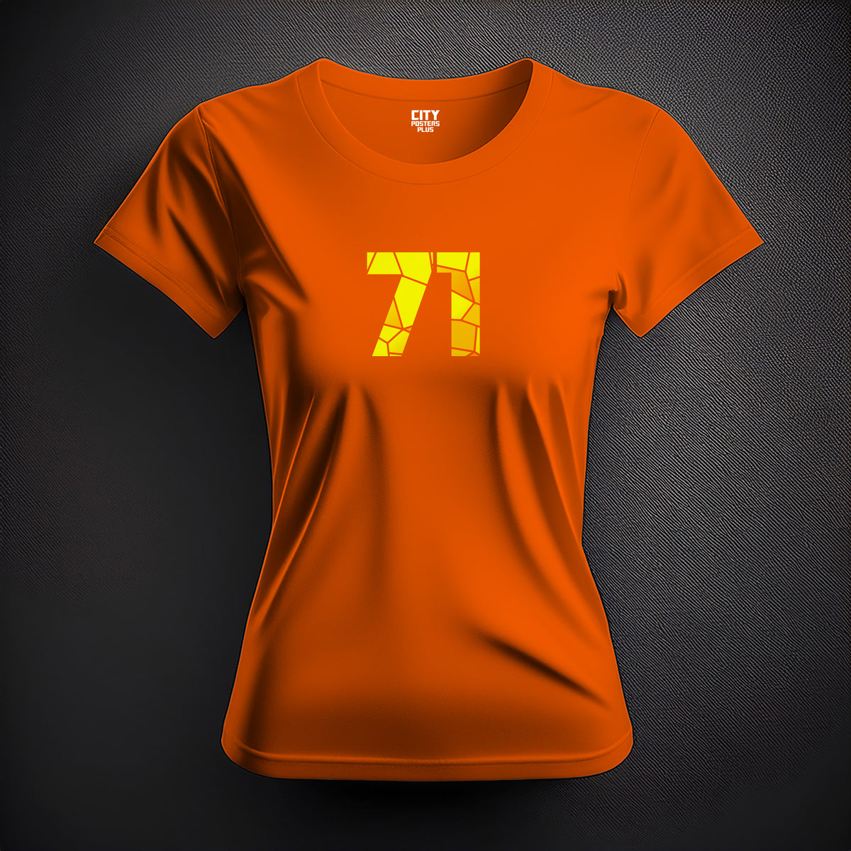 Number 71 Women T-Shirt (Orange) | Stylish Numeric Graphic Tee
