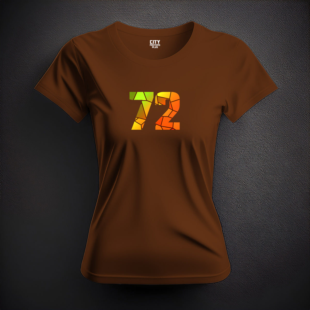 Number 72 Women T-Shirt (Brown) | Stylish Numeric Graphic Tee