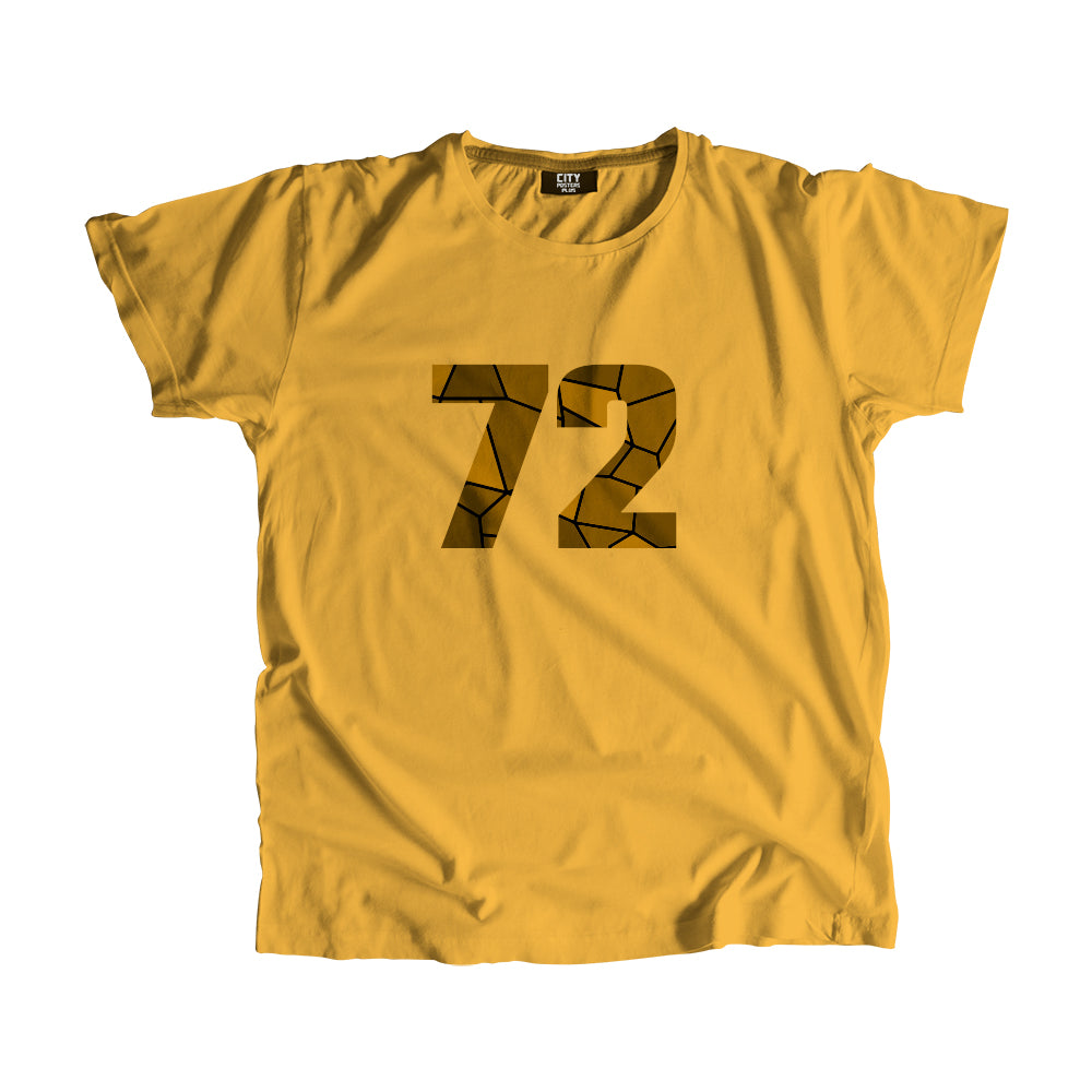 72 Number Men Unisex T-Shirt (Golden Yellow)| Classic Numeric Graphic Tee