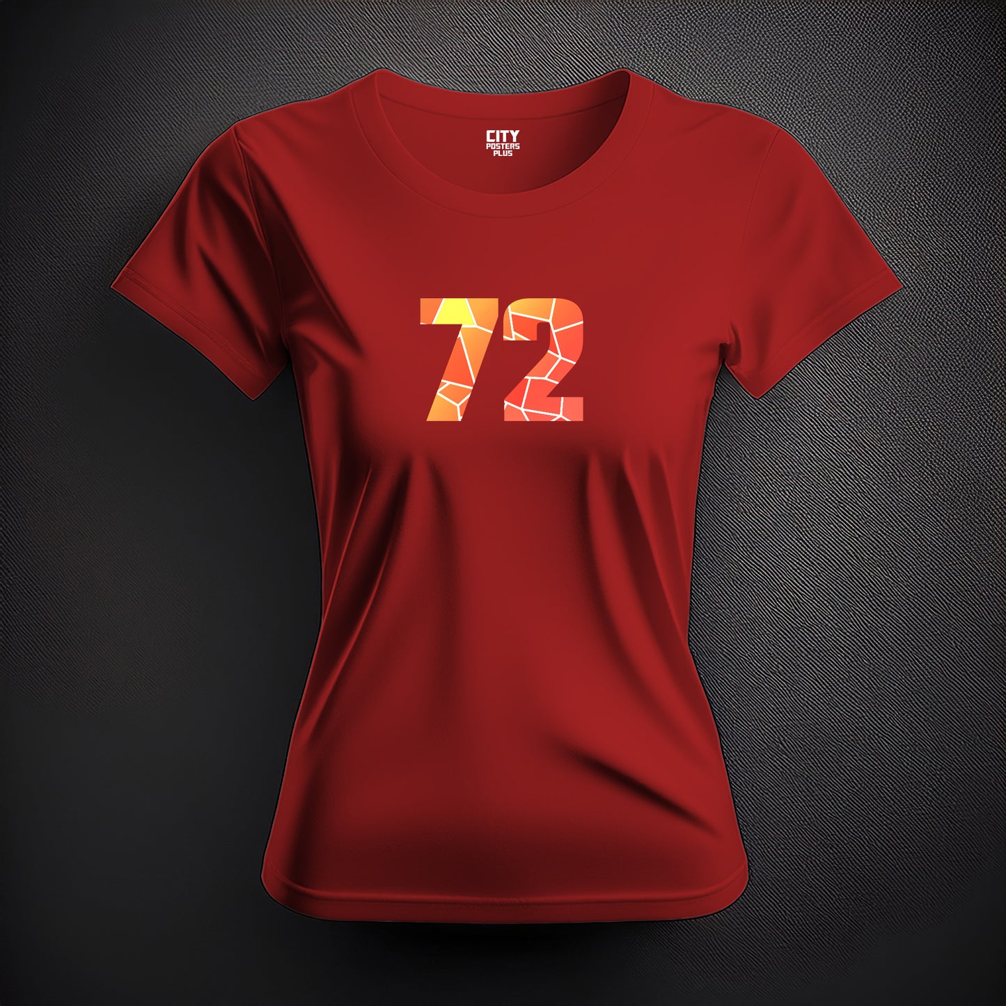 City Posters Plus 72 Number Women T-Shirt (Red) | Stylish Numeric Graphic Tee