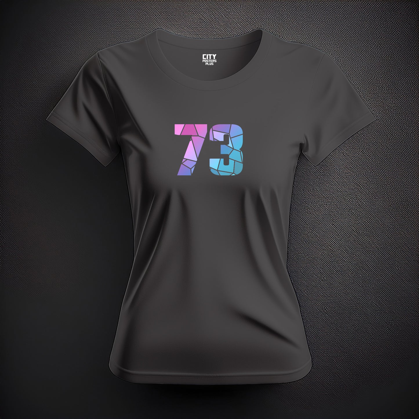 City Posters Plus 73 Number Women T-Shirt (Charcoal Grey) | Stylish Numeric Graphic Tee