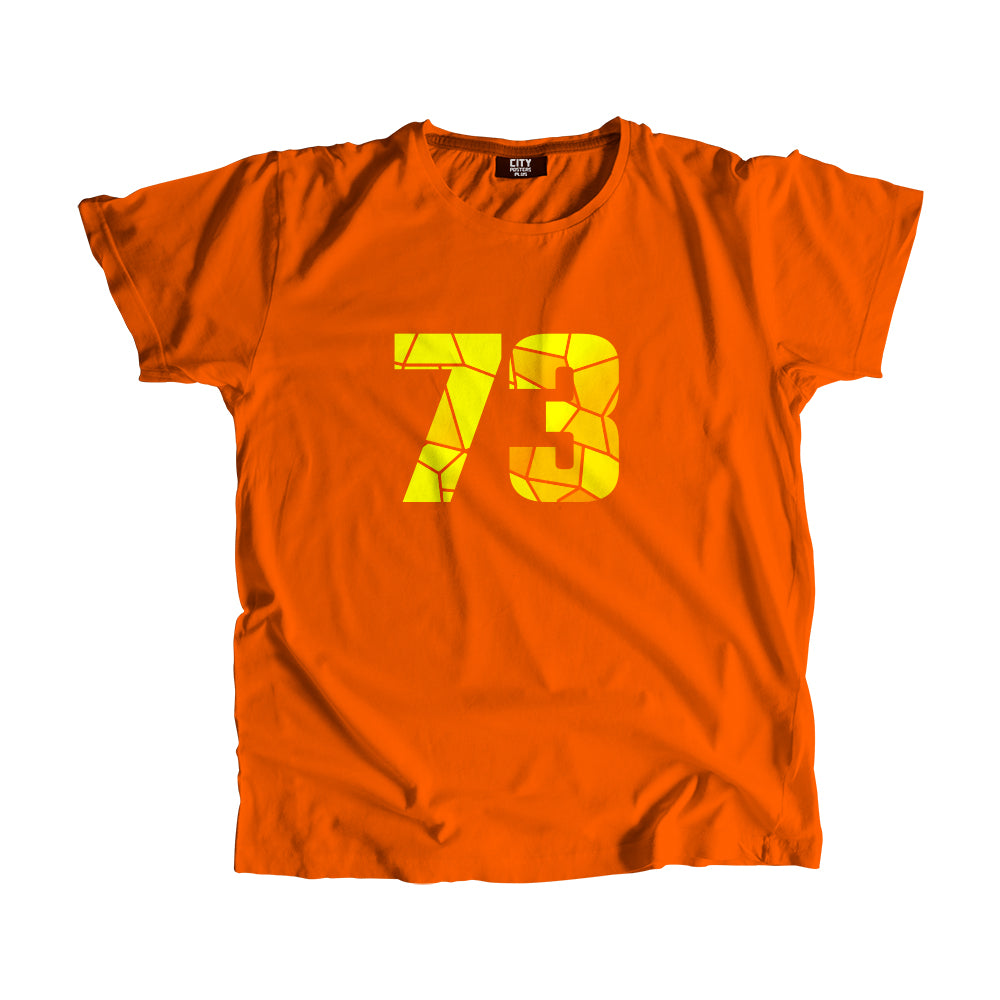 73 Number Men Unisex T-Shirt (Orange)| Classic Numeric Graphic Tee