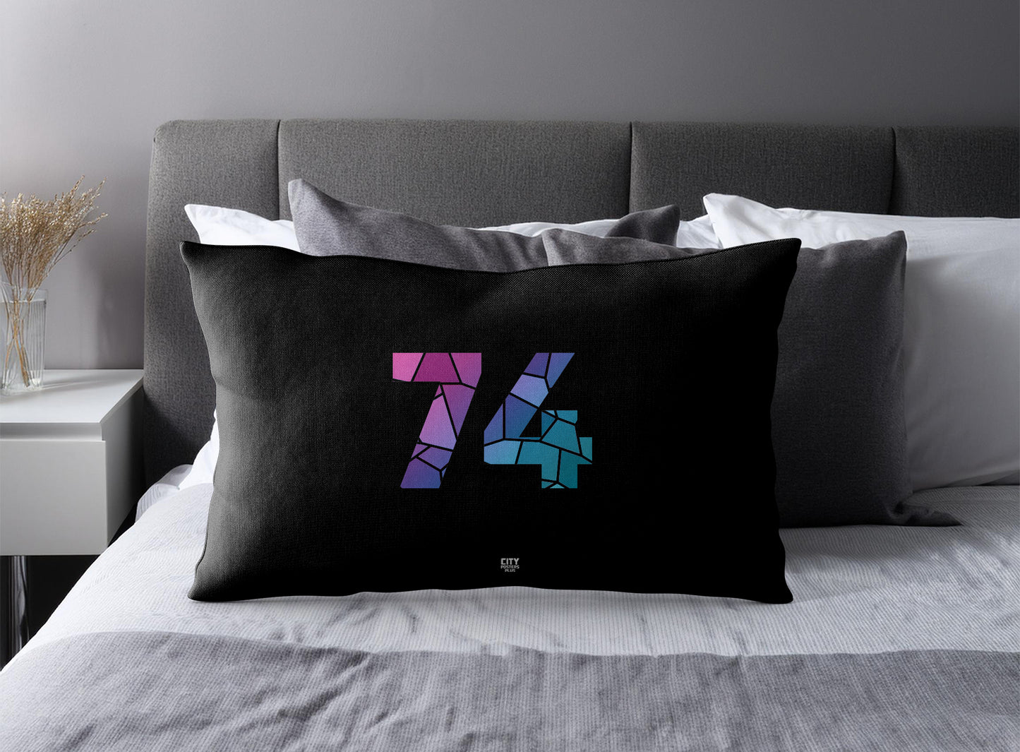 74 Number Square & Rectangle Pillow Cases | Modern Numeric Throw Pillow Covers | Print Deliver Plus by City Posters Plus