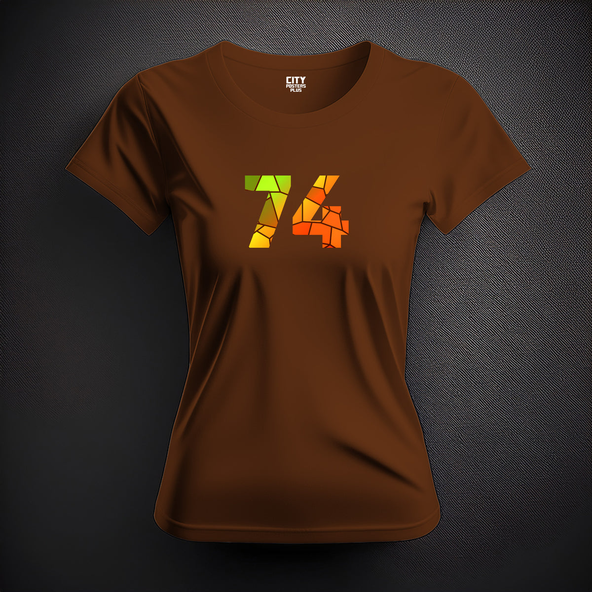 Number 74 Women T-Shirt (Brown) | Stylish Numeric Graphic Tee