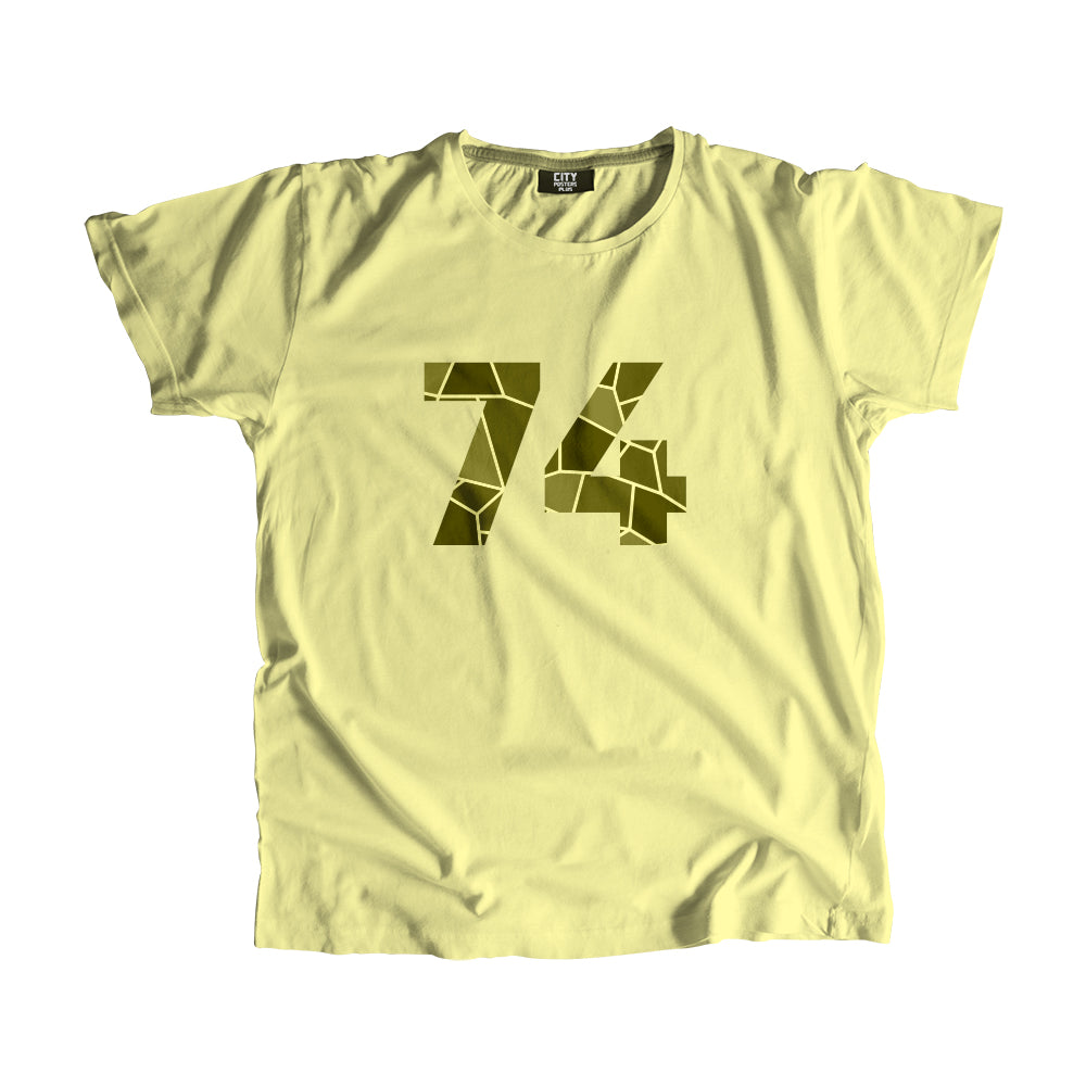 74 Number Men Unisex T-Shirt (Butter Yellow)| Classic Numeric Graphic Tee