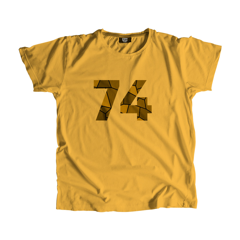 74 Number Men Unisex T-Shirt (Golden Yellow)| Classic Numeric Graphic Tee