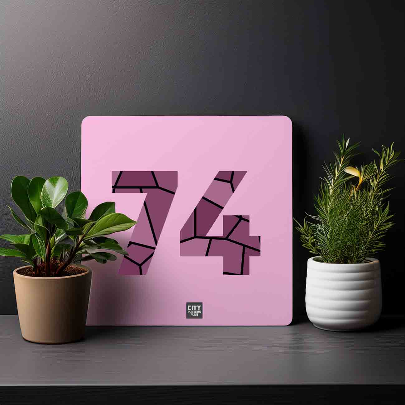 74 Number Mousepad (Light Pink)