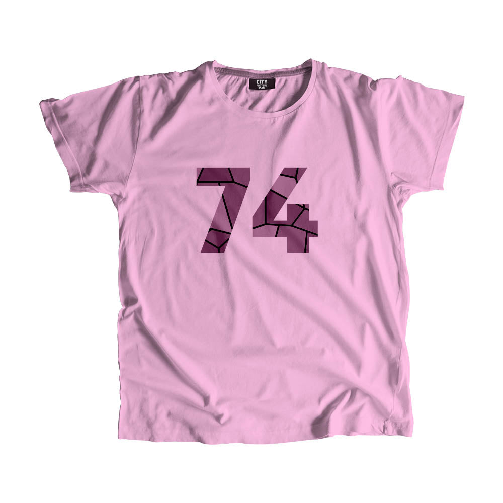 74 Number Men Unisex T-Shirt (Light Pink)| Classic Numeric Graphic Tee