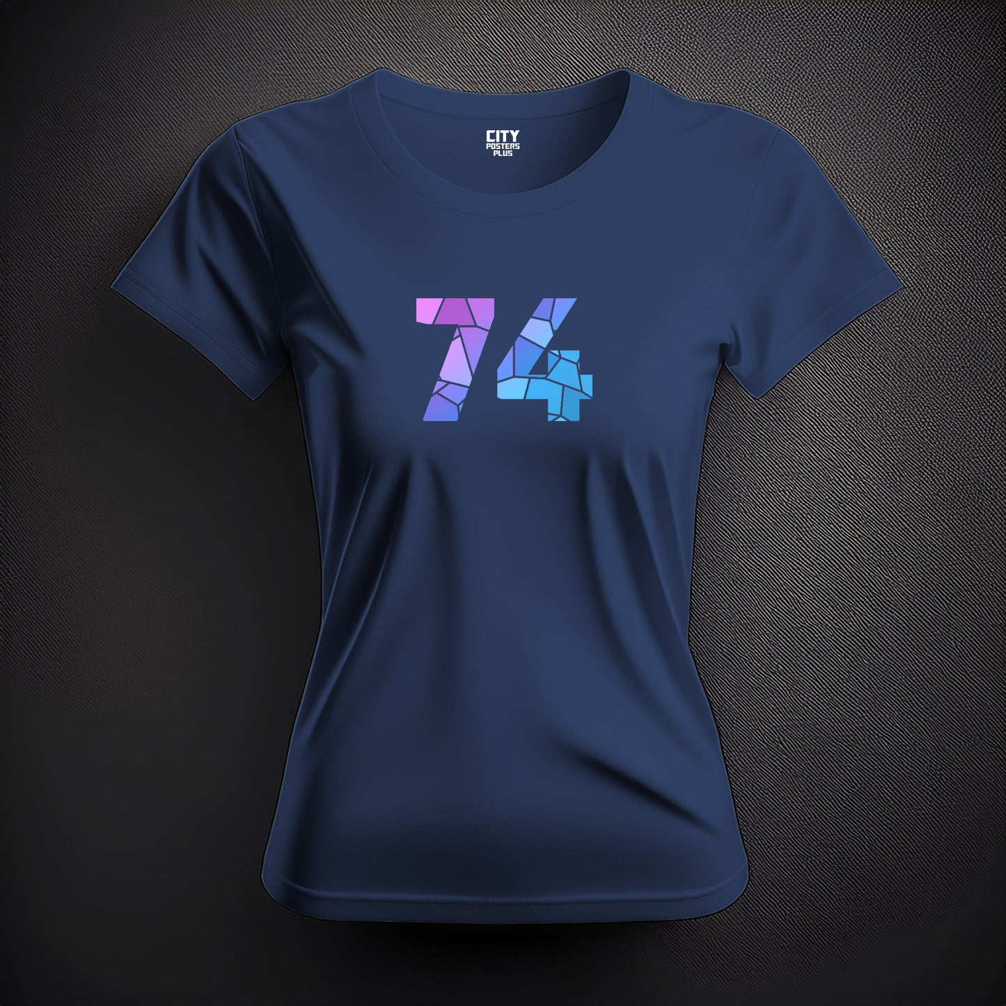 Number 74 Women T-Shirt (Navy Blue) | Stylish Numeric Graphic Tee