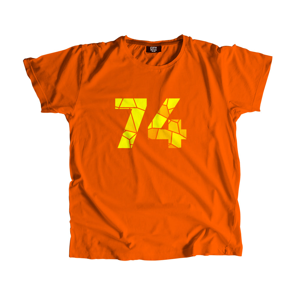 74 Number Men Unisex T-Shirt (Orange)| Classic Numeric Graphic Tee