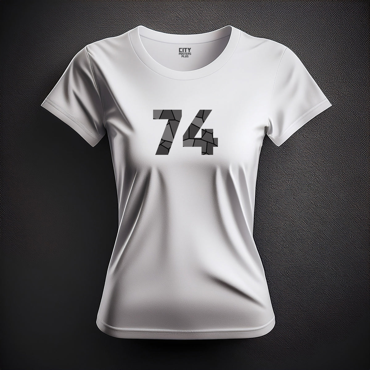 Number 74 Women T-Shirt (White) | Stylish Numeric Graphic Tee
