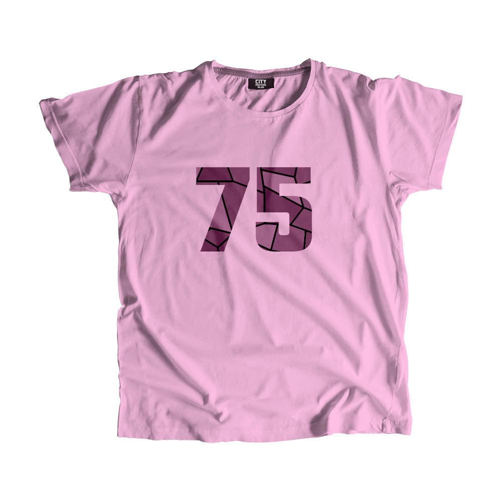 75 Number Men Unisex T-Shirt (Light Pink)| Classic Numeric Graphic Tee