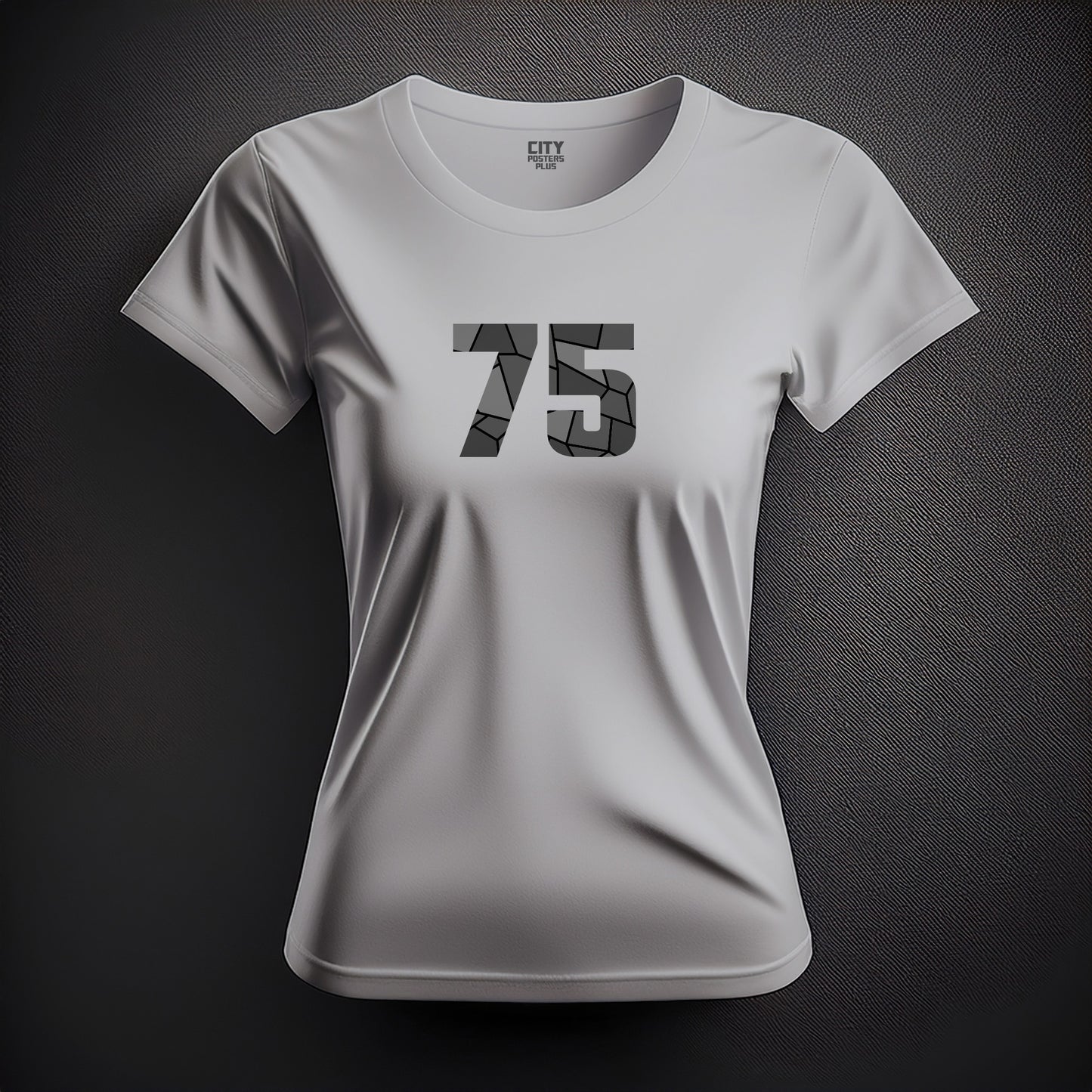 City Posters Plus 75 Number Women T-Shirt (Melange Grey) | Stylish Numeric Graphic Tee