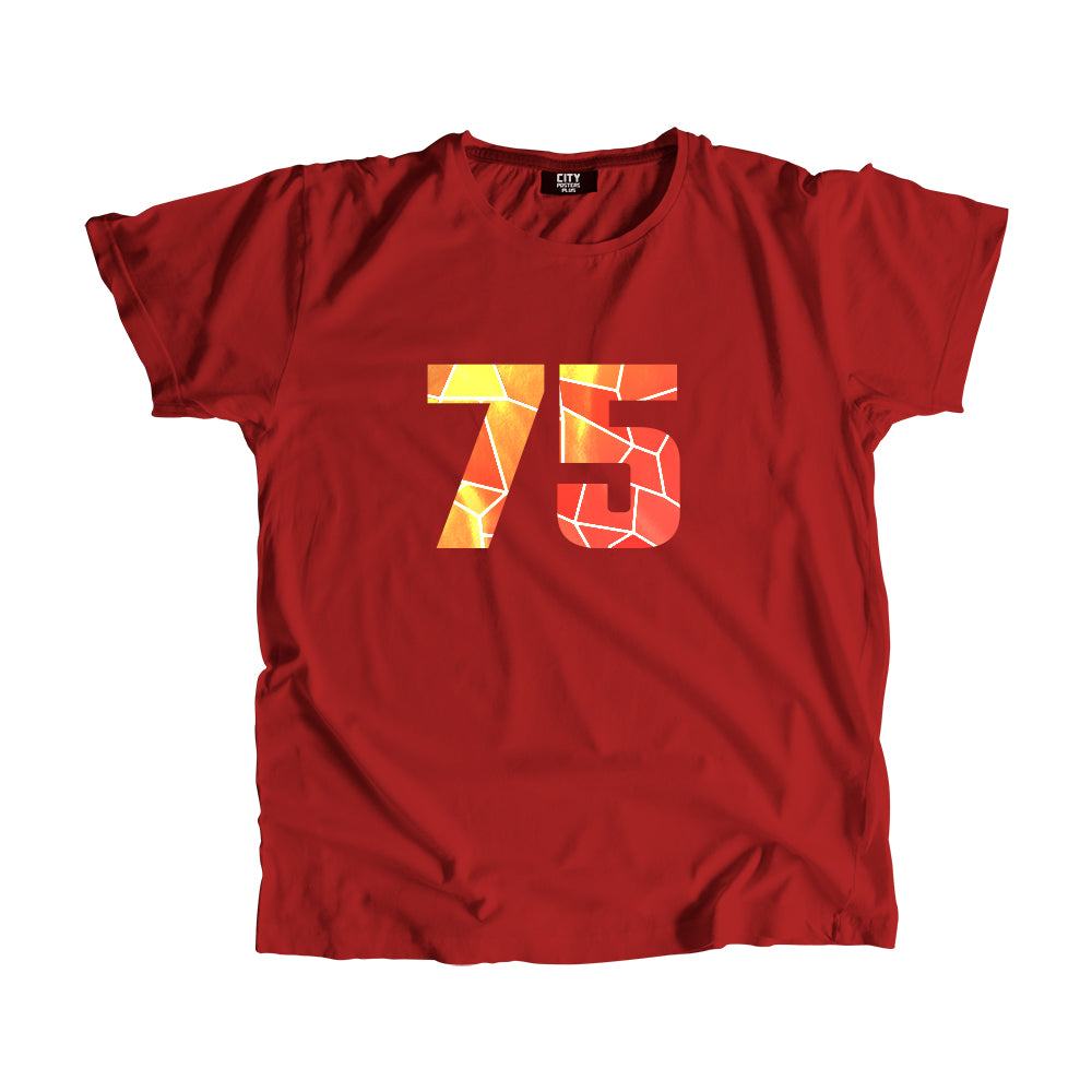 75 Number Men Unisex T-Shirt (Red)| Classic Numeric Graphic Tee