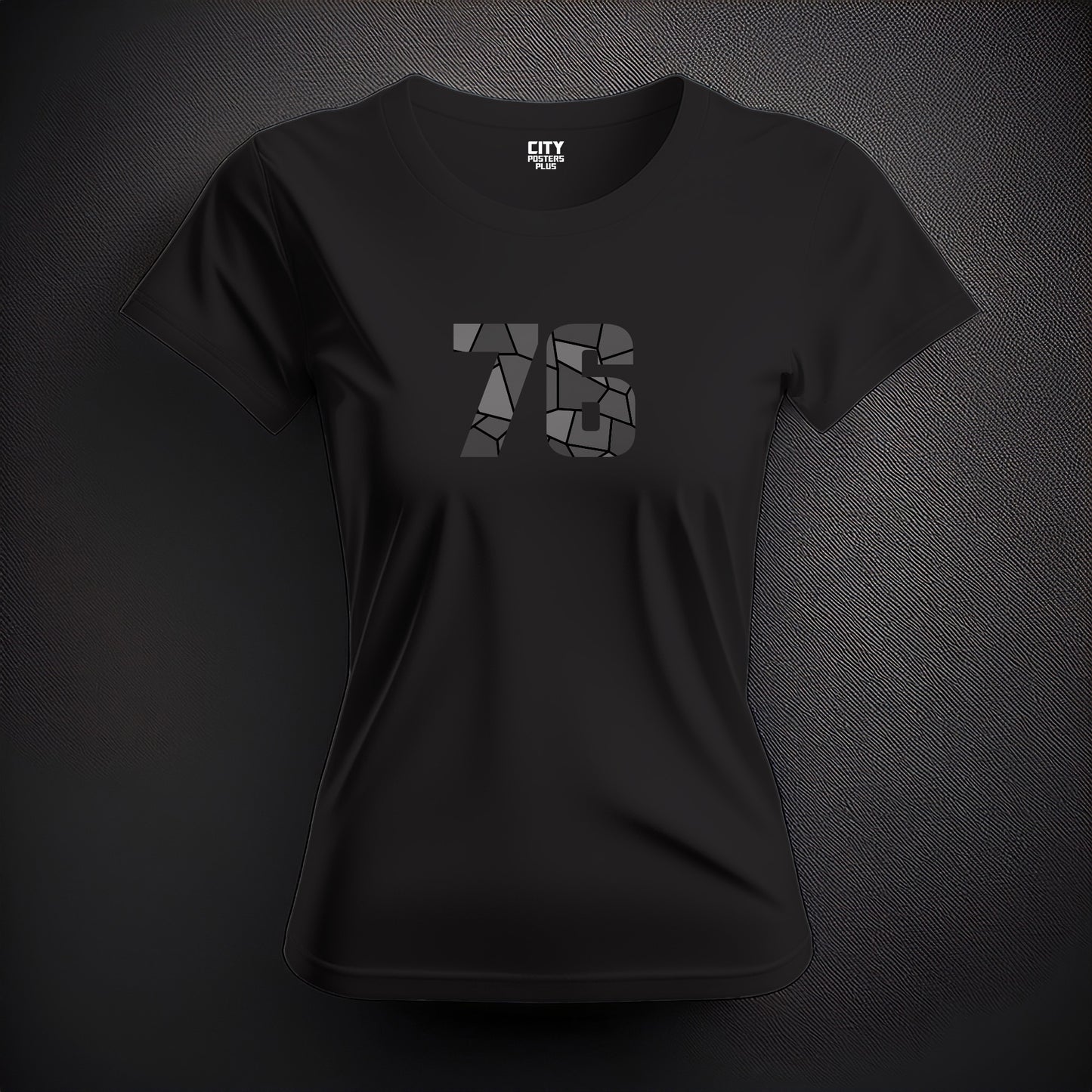 City Posters Plus 76 Number Women T-Shirt (Black) | Stylish Numeric Graphic Tee