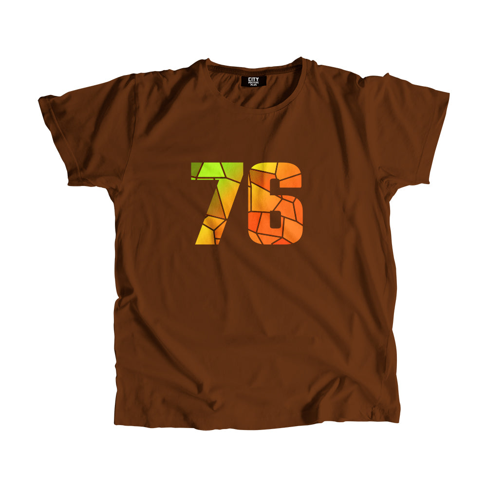 76 Number Men Unisex T-Shirt (Brown)| Classic Numeric Graphic Tee