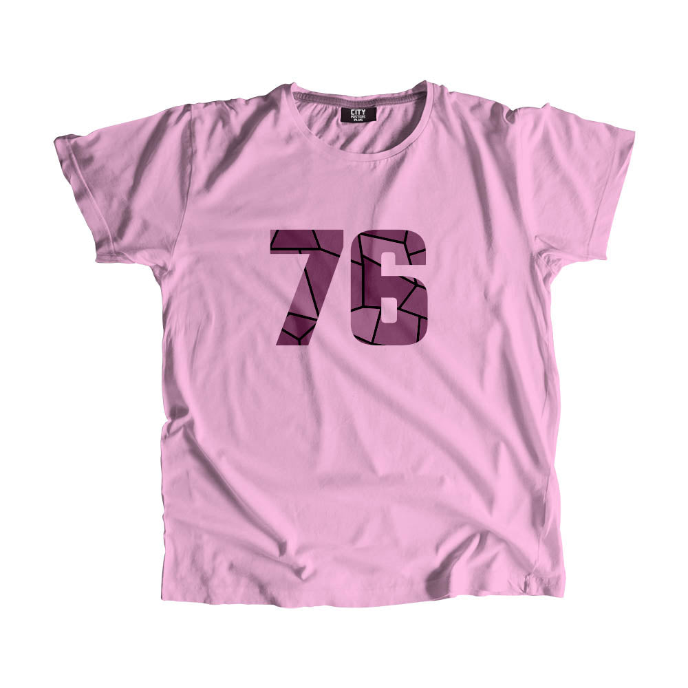 76 Number Men Unisex T-Shirt (Light Pink)| Classic Numeric Graphic Tee