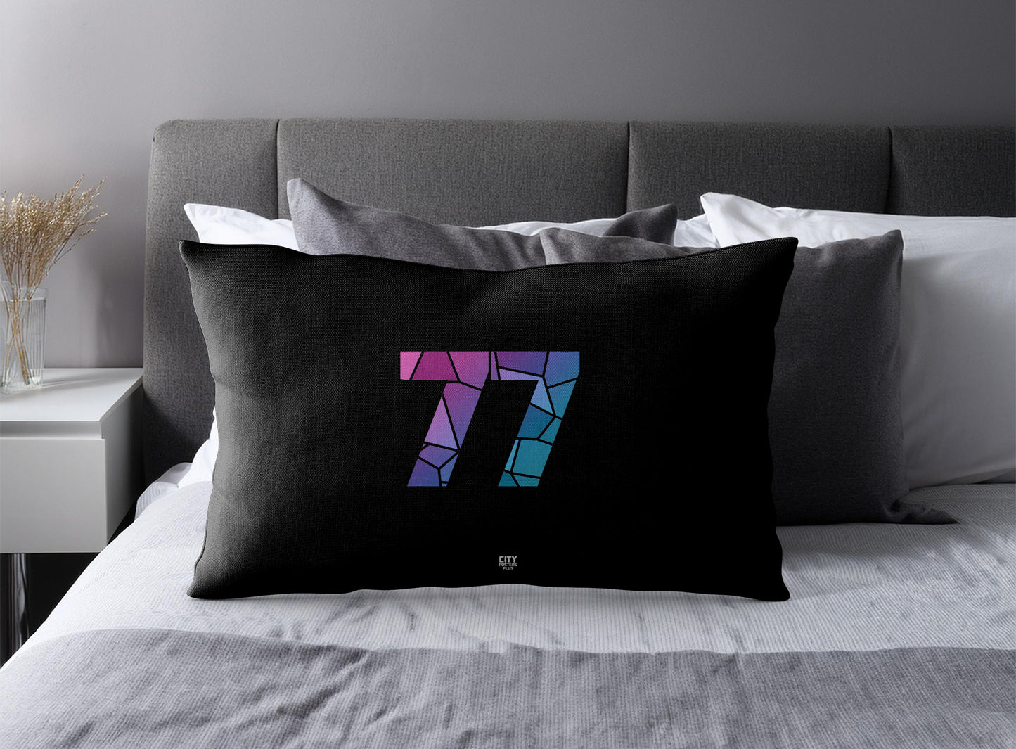 77 Number Square & Rectangle Pillow Cases | Modern Numeric Throw Pillow Covers | Print Deliver Plus by City Posters Plus