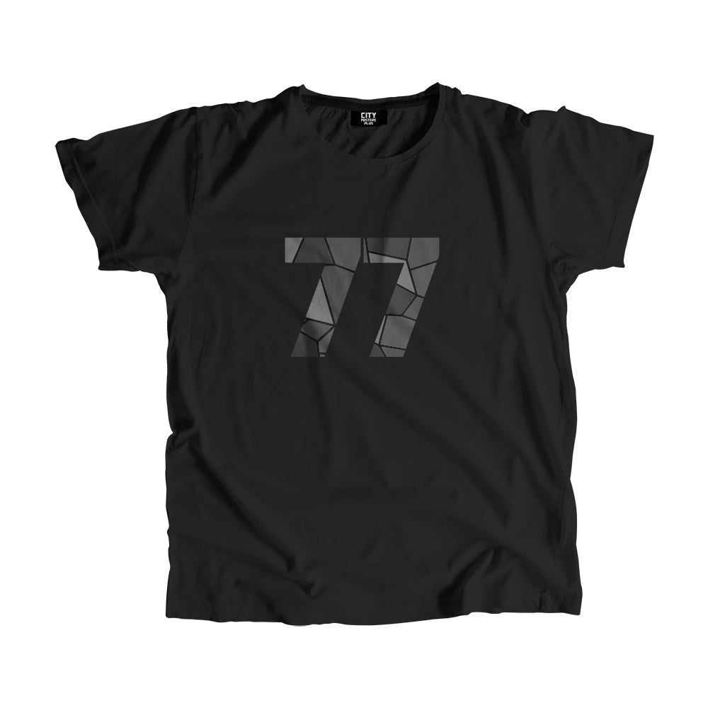77 Number Men Unisex T-Shirt (Black)| Classic Numeric Graphic Tee