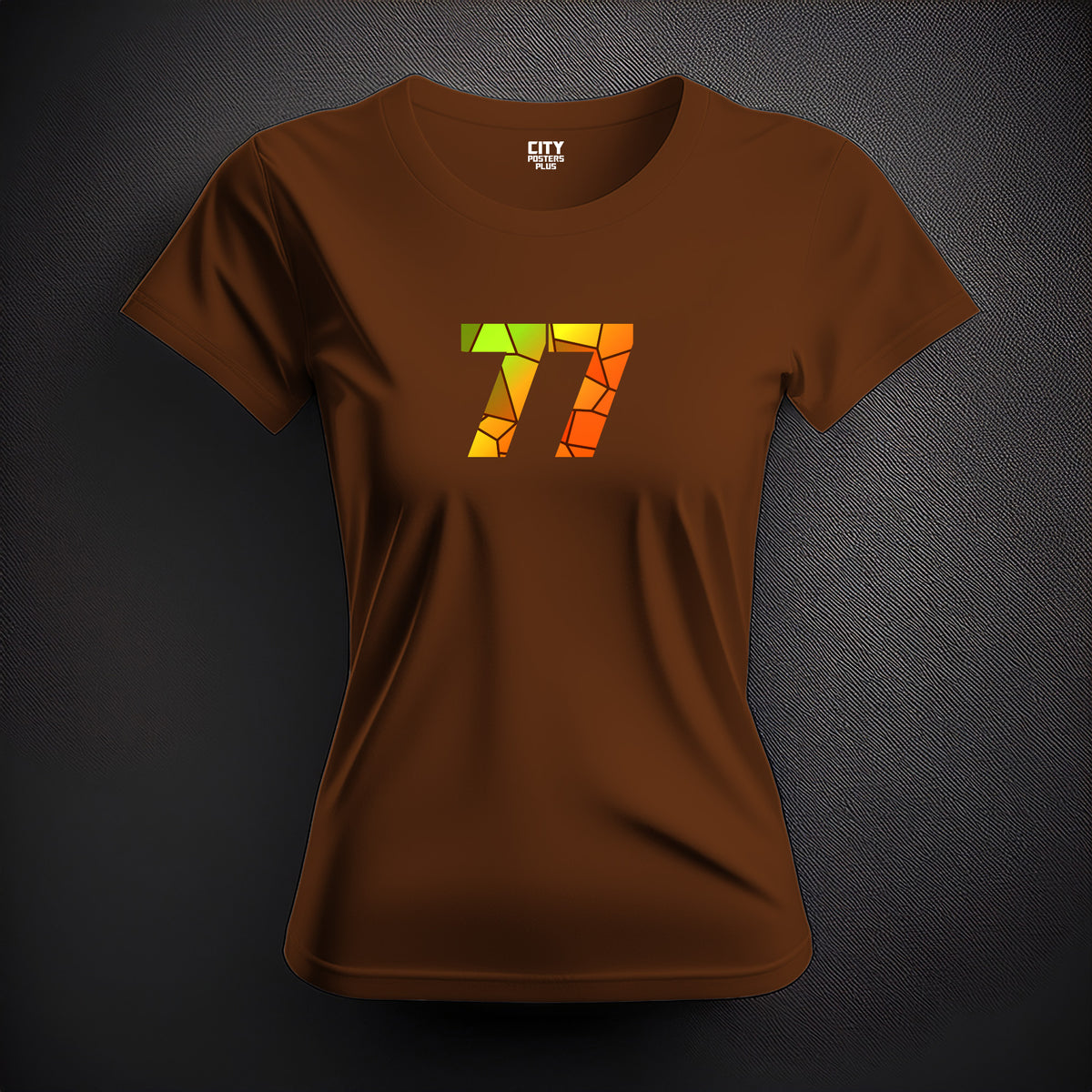 Number 77 Women T-Shirt (Brown) | Stylish Numeric Graphic Tee