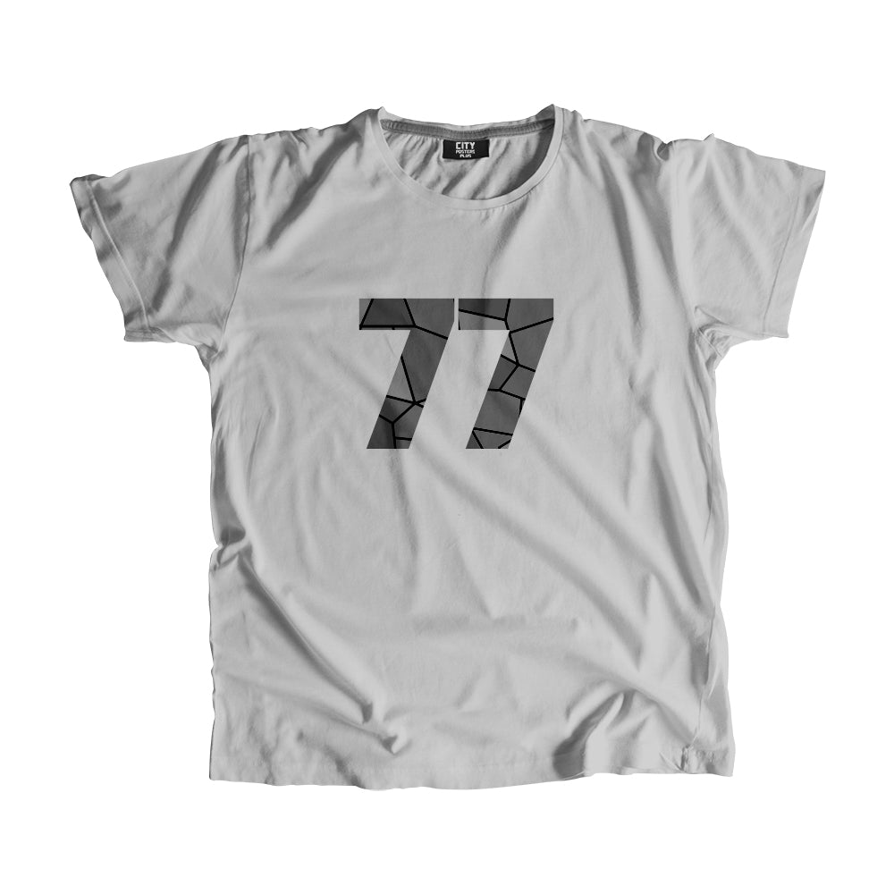 77 Number Men Unisex T-Shirt (Melange Grey)| Classic Numeric Graphic Tee