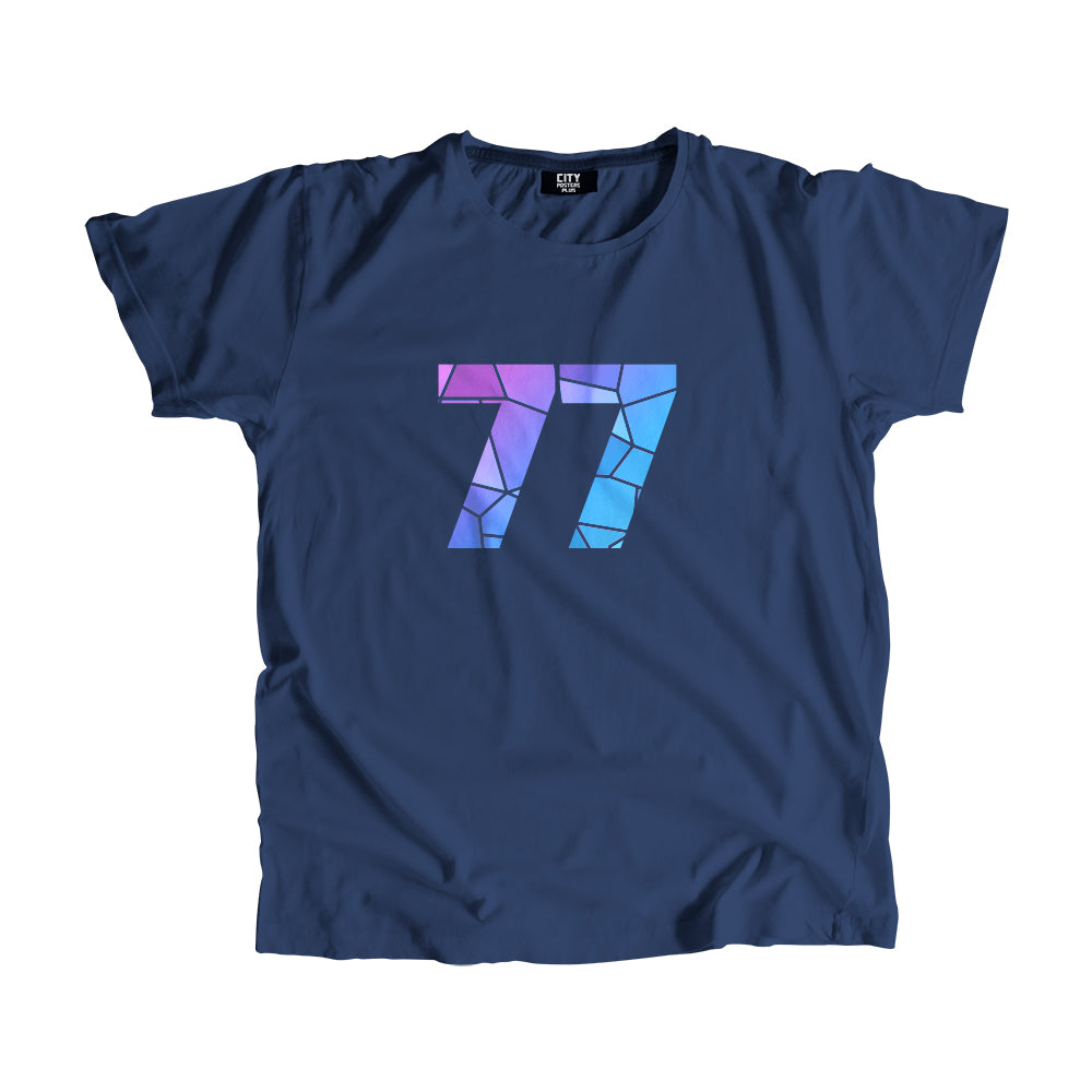 77 Number Men Unisex T-Shirt (Navy Blue)| Classic Numeric Graphic Tee