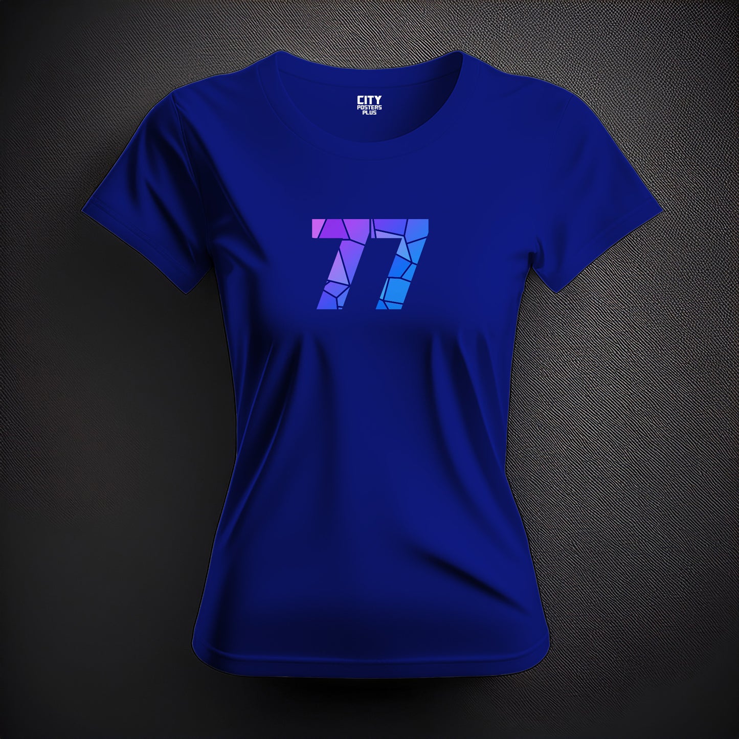 City Posters Plus 77 Number Women T-Shirt (Royal Blue) | Stylish Numeric Graphic Tee