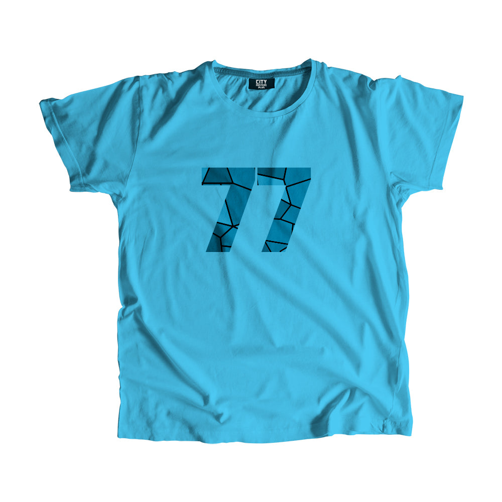77 Number Men Unisex T-Shirt (Sky Blue)| Classic Numeric Graphic Tee