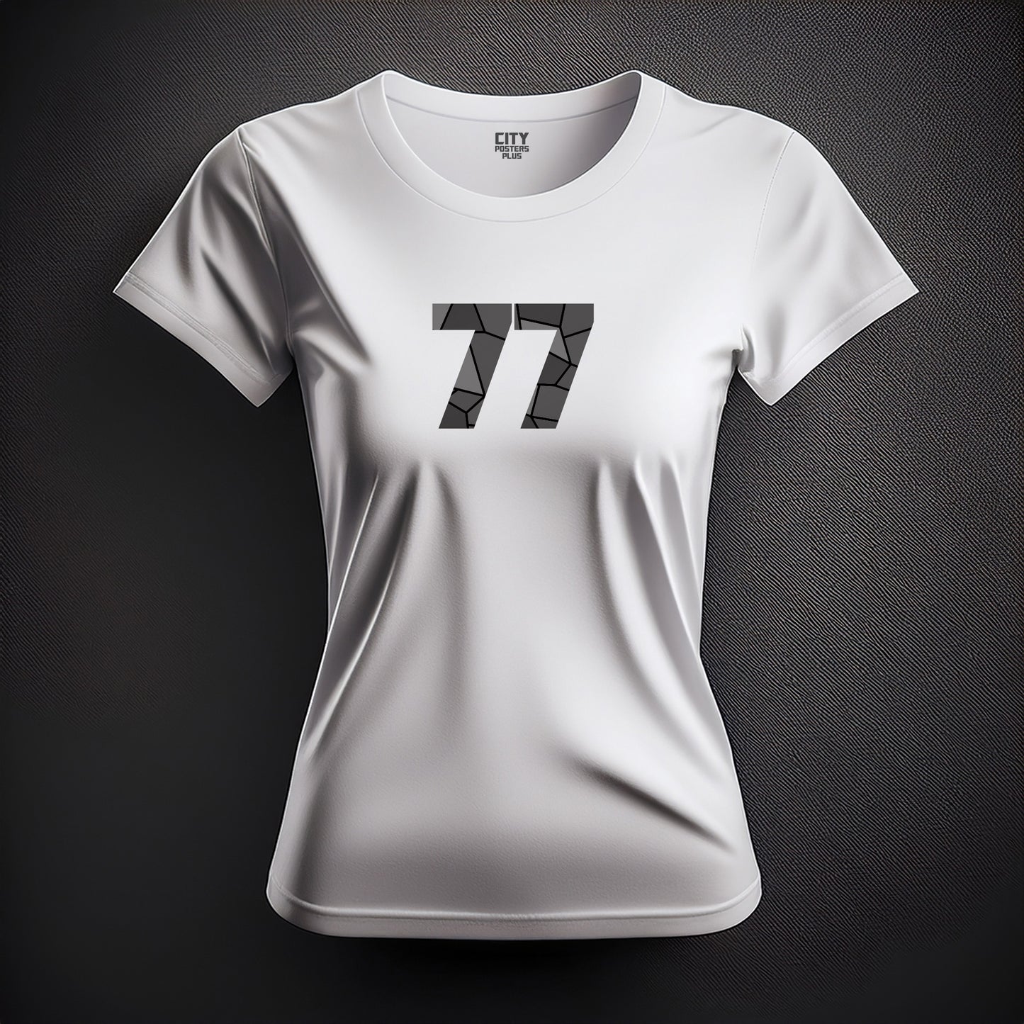City Posters Plus 77 Number Women T-Shirt (White) | Stylish Numeric Graphic Tee