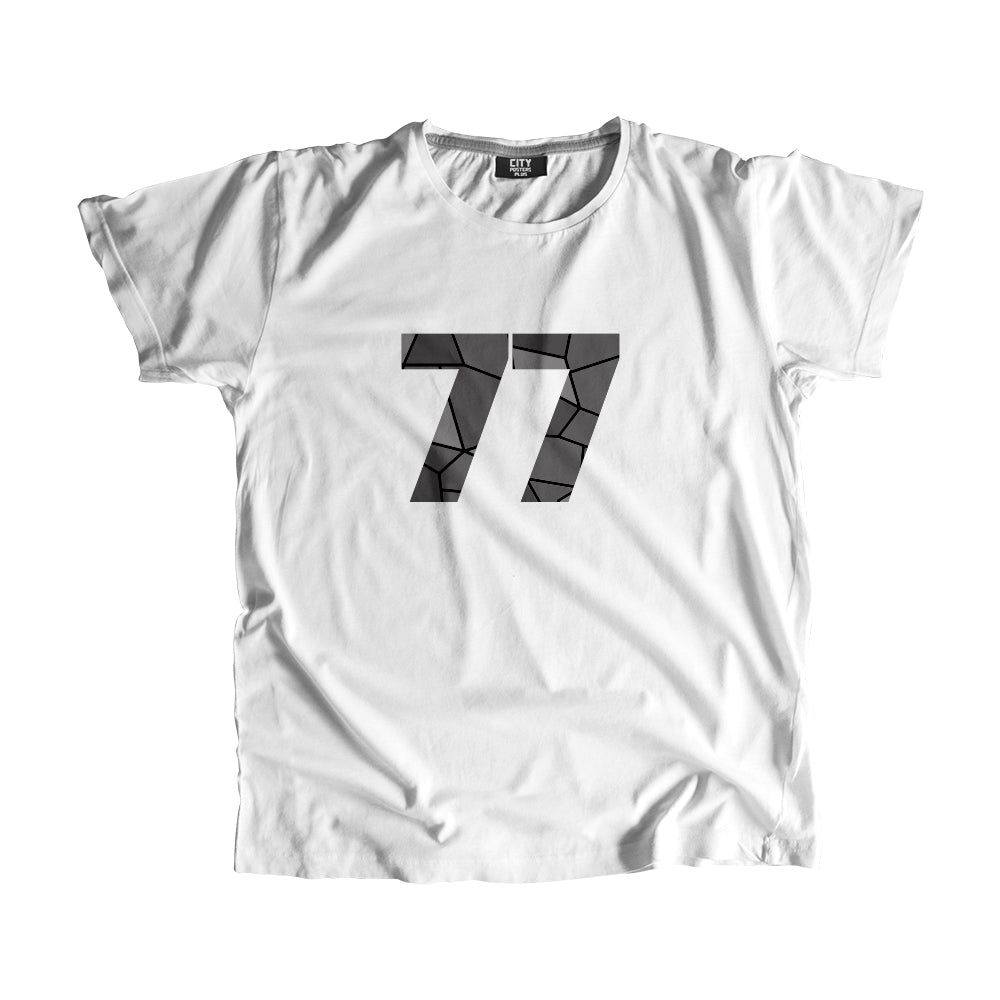 77 Number Men Unisex T-Shirt (White)| Classic Numeric Graphic Tee