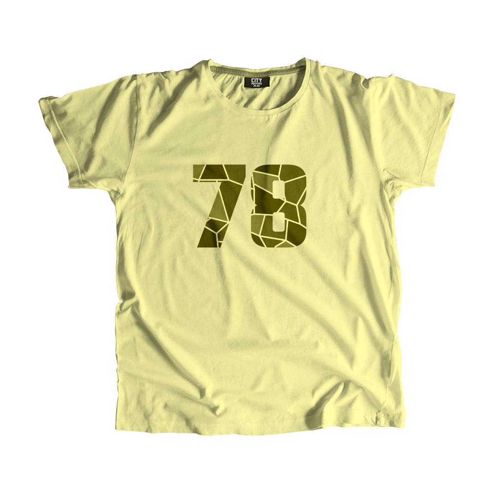 78 Number Men Unisex T-Shirt (Butter Yellow)| Classic Numeric Graphic Tee