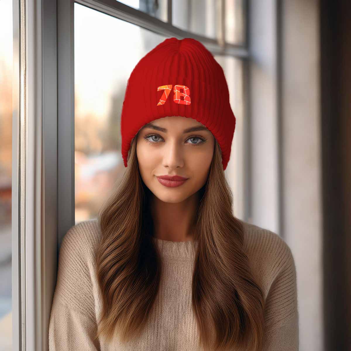 78 Number Beanie | Modern Numeric Knit Winter Hat | Beanies Plus by City Posters Plus