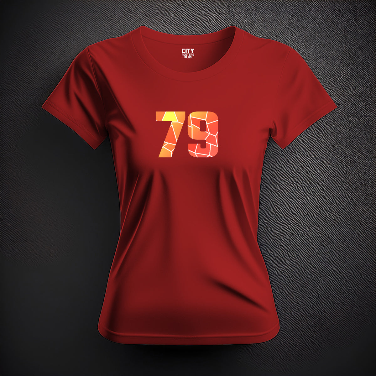 Number 79 Women T-Shirt (Red) | Stylish Numeric Graphic Tee