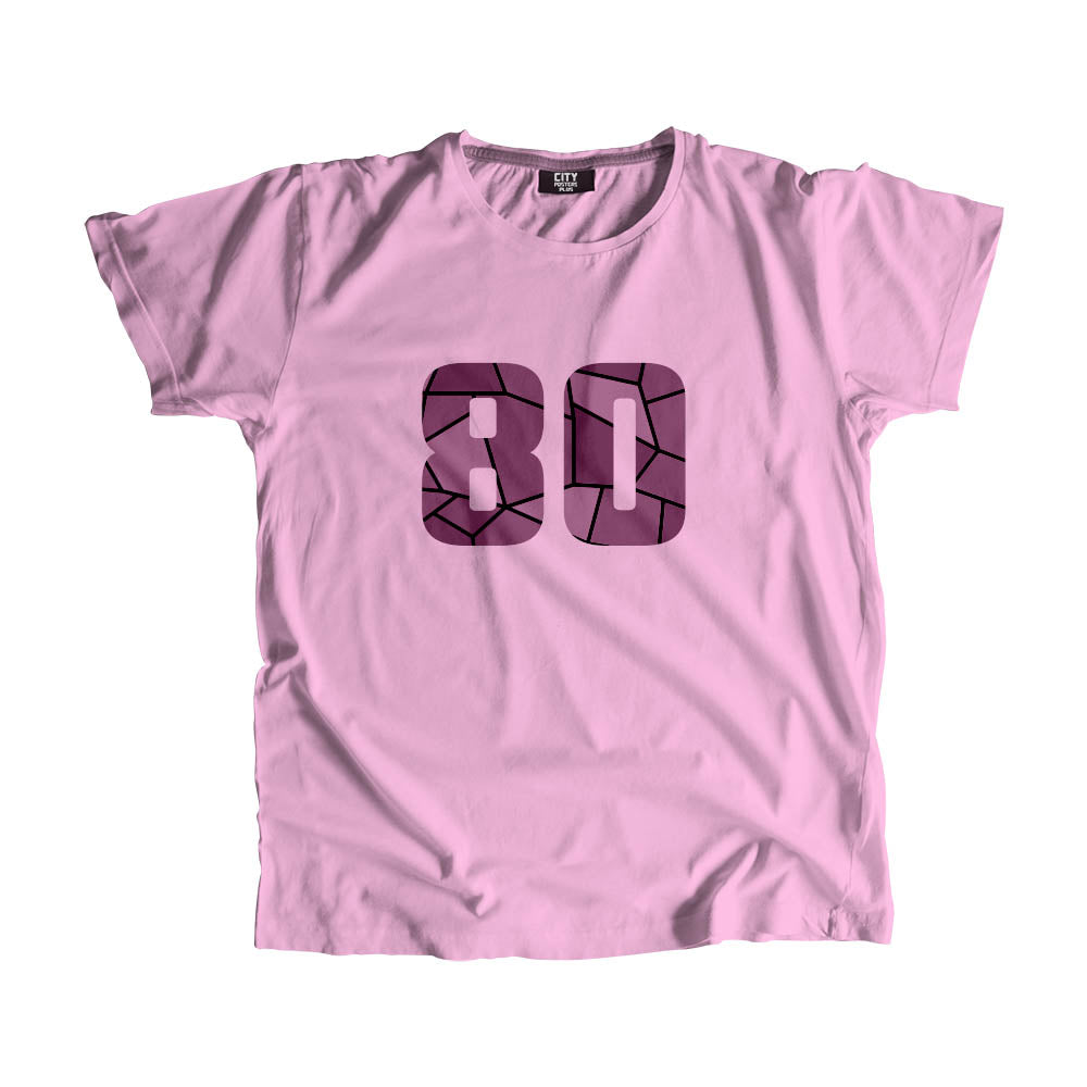 80 Number Men Unisex T-Shirt (Light Pink)| Classic Numeric Graphic Tee