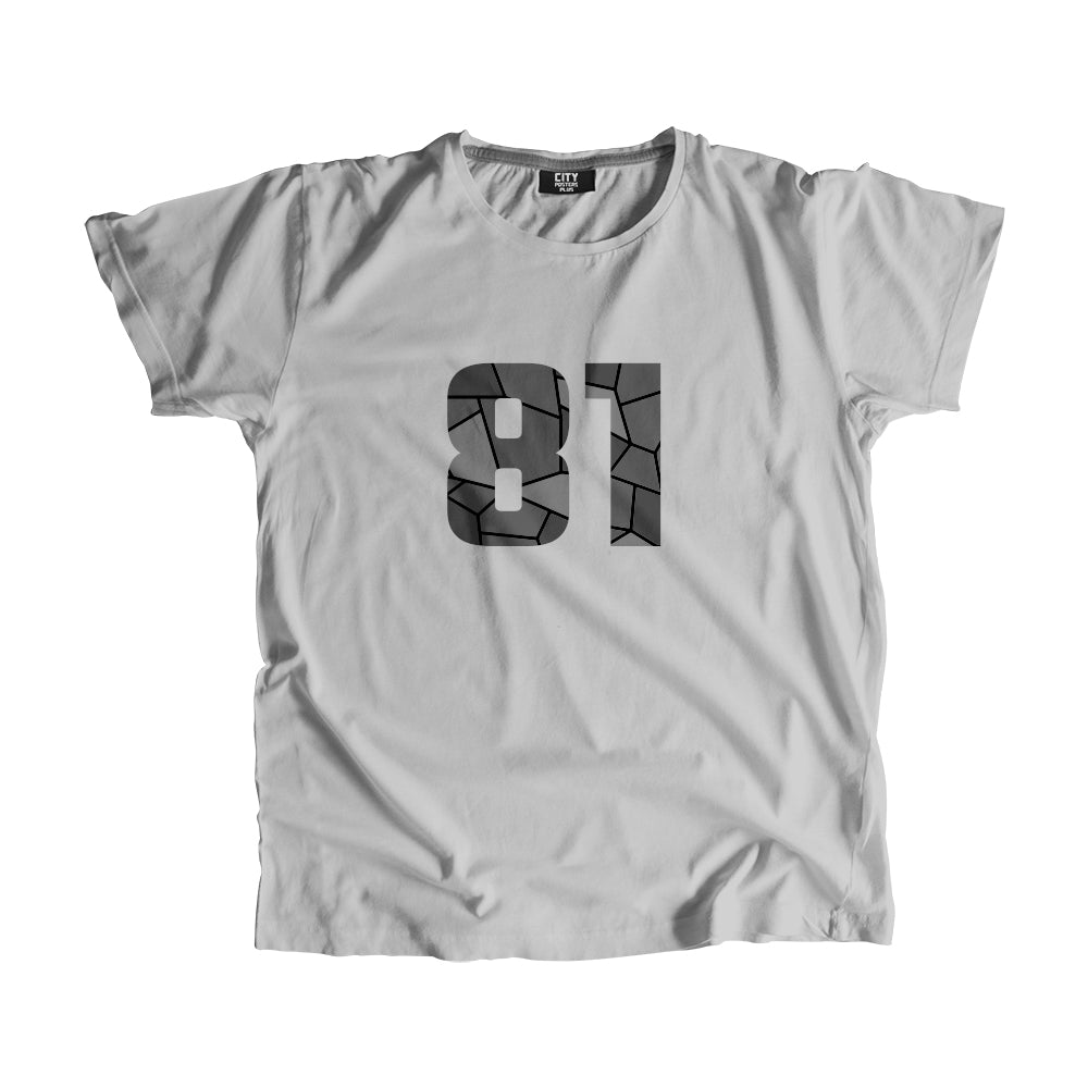 81 Number Men Unisex T-Shirt (Melange Grey)| Classic Numeric Graphic Tee