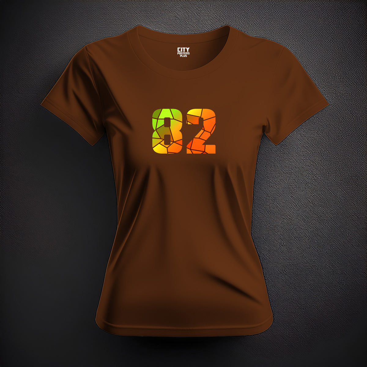Number 82 Women T-Shirt (Brown) | Stylish Numeric Graphic Tee