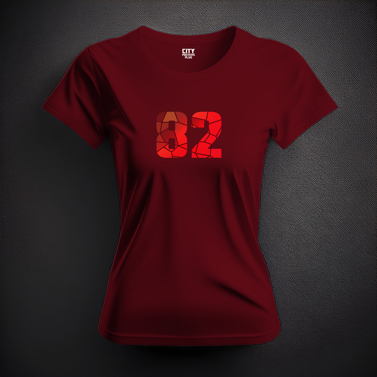 Number 82 Women T-Shirt (Maroon) | Stylish Numeric Graphic Tee