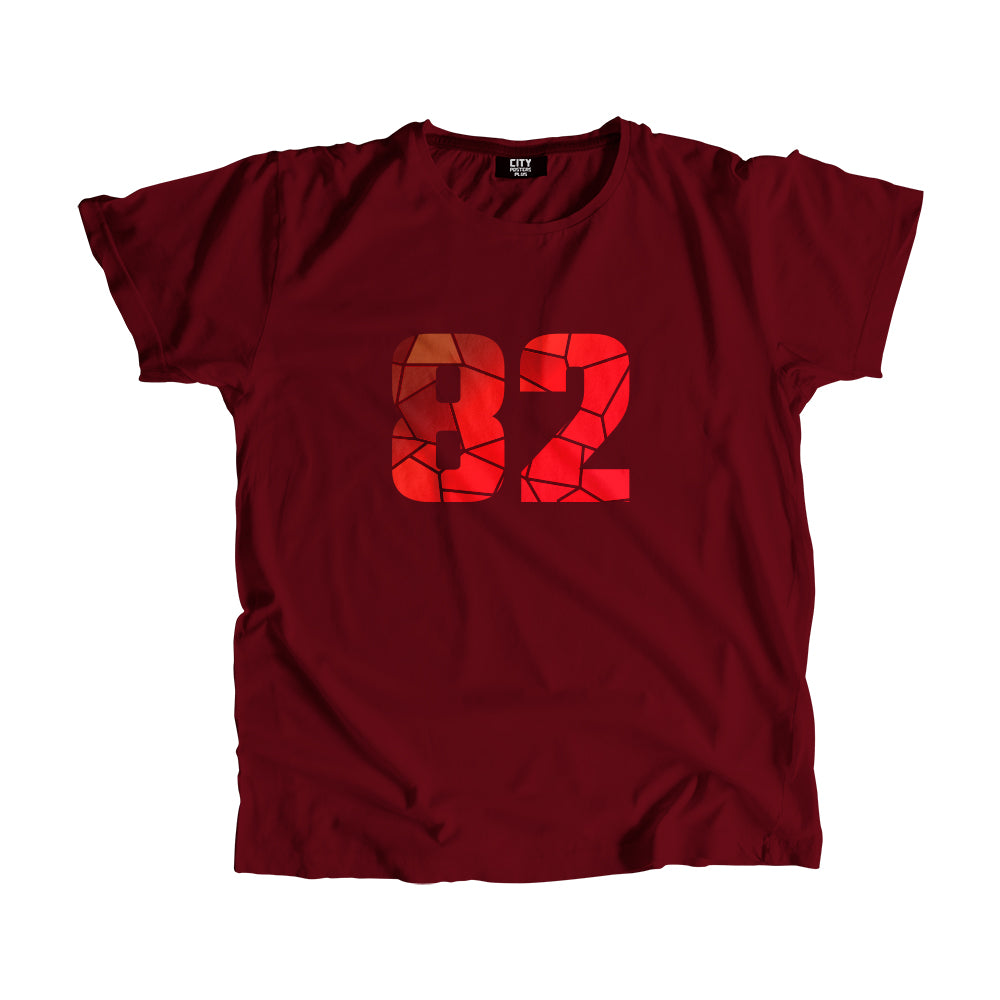 82 Number Men Unisex T-Shirt (Maroon)| Classic Numeric Graphic Tee