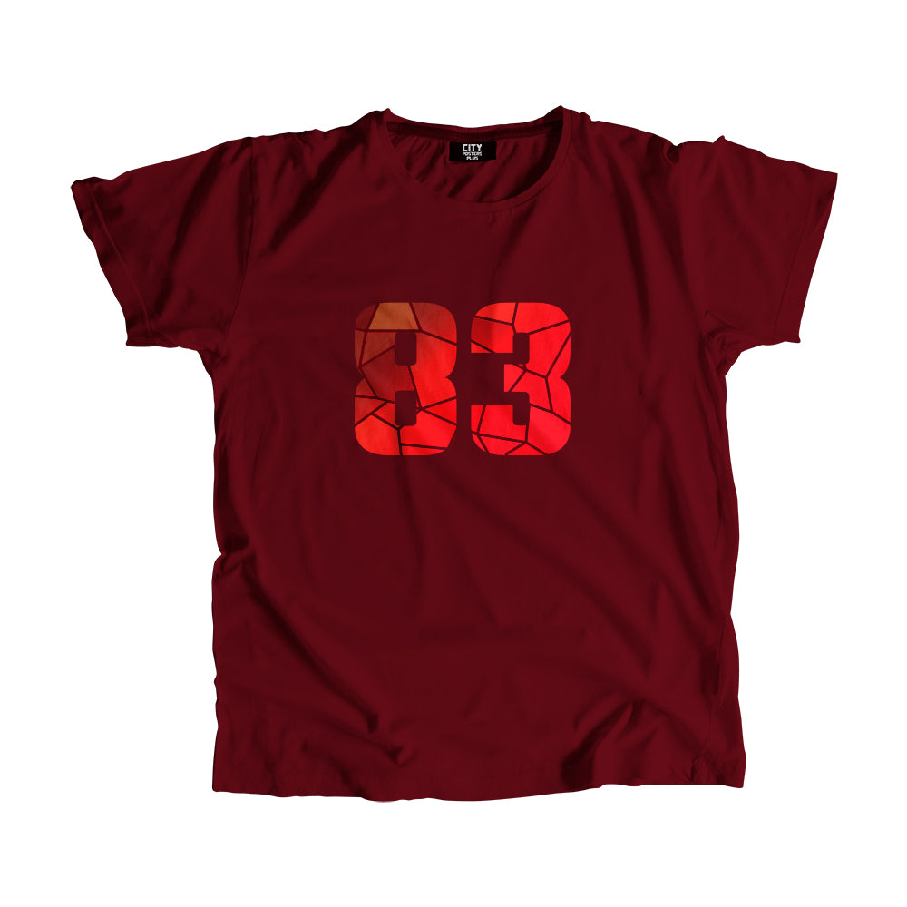 83 Number Men Unisex T-Shirt (Maroon)| Classic Numeric Graphic Tee