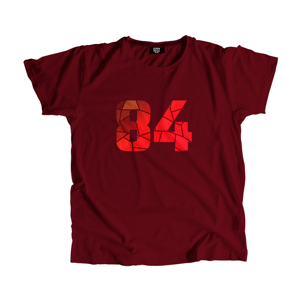 84 Number Men Unisex T-Shirt (Maroon)| Classic Numeric Graphic Tee
