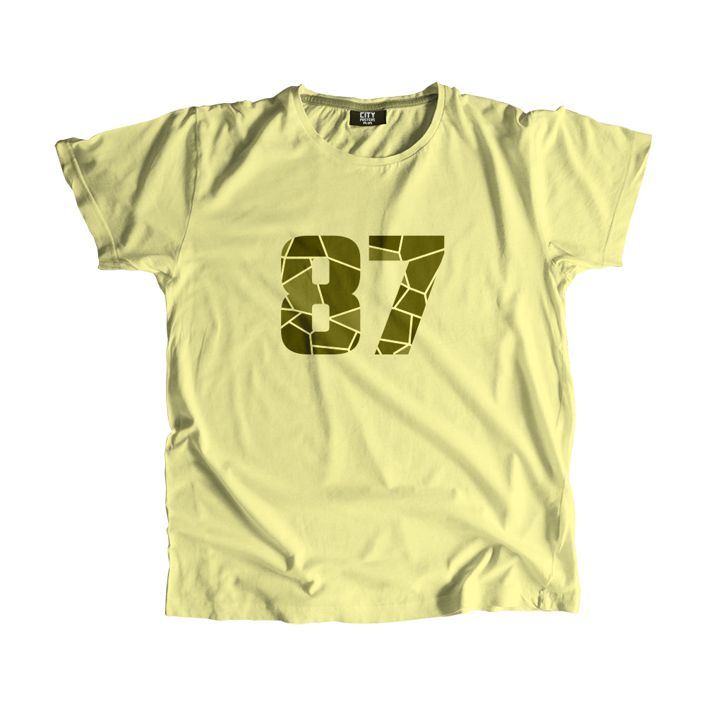 87 Number Men Unisex T-Shirt (Butter Yellow)| Classic Numeric Graphic Tee