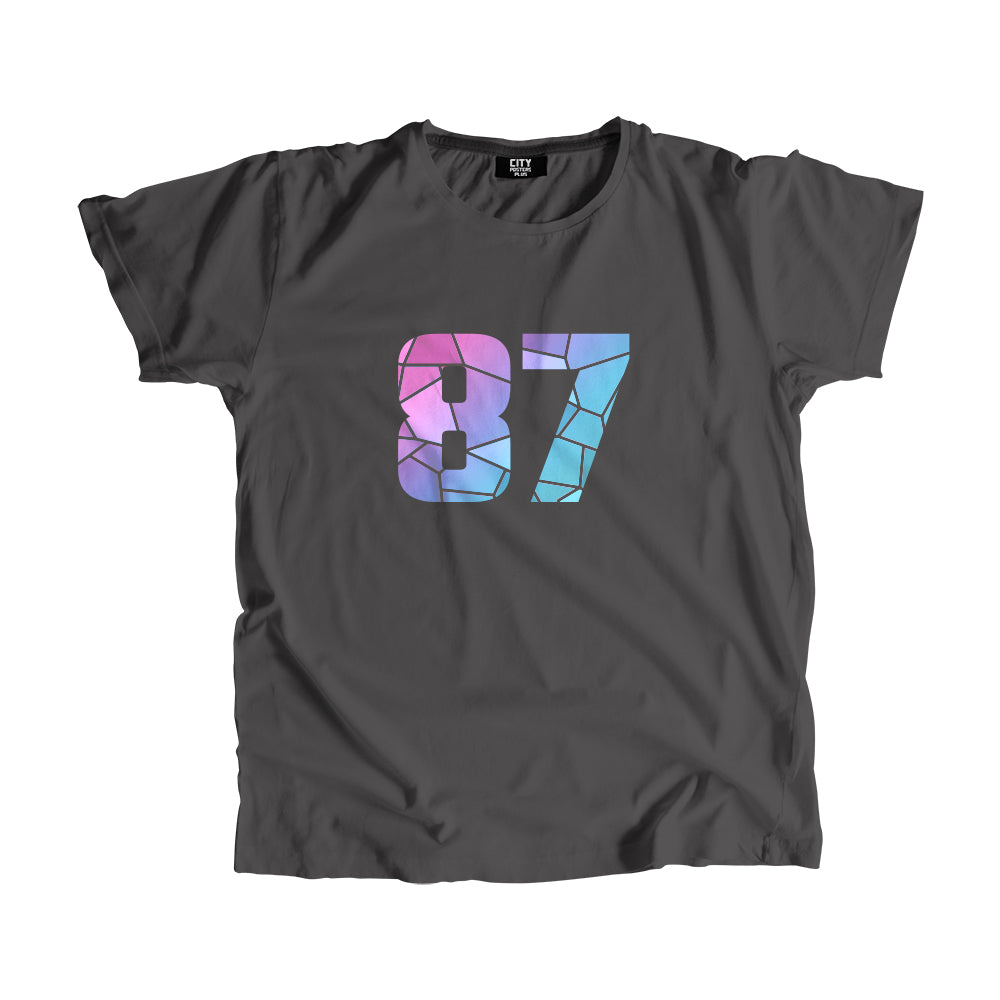 87 Number Men Unisex T-Shirt (Charcoal Grey)| Classic Numeric Graphic Tee