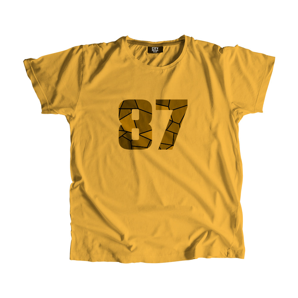 87 Number Men Unisex T-Shirt (Golden Yellow)| Classic Numeric Graphic Tee