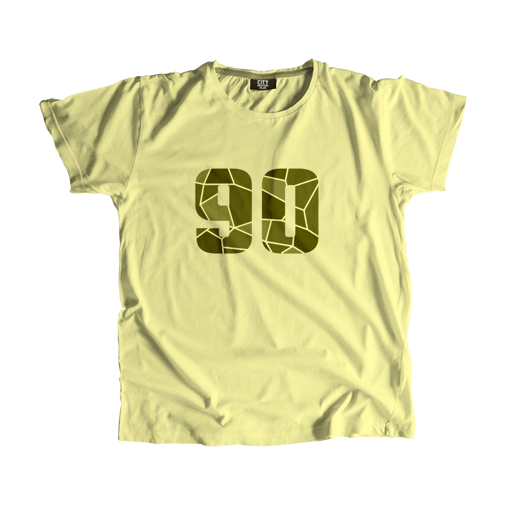 90 Number Men Unisex T-Shirt (Butter Yellow)| Classic Numeric Graphic Tee