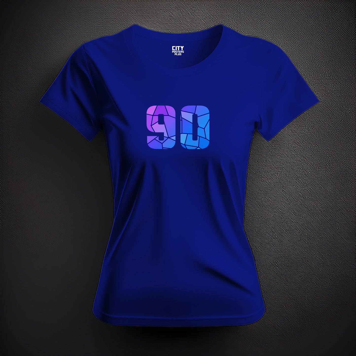City Posters Plus 90 Number Women T-Shirt (Royal Blue) | Stylish Numeric Graphic Tee